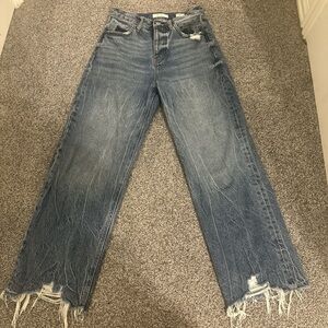 Buckle Women's Flare Distressed Blue Jeans